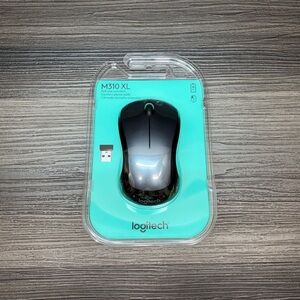 Logitech M310 XL Wireless Mouse in Black and Teal Packaging